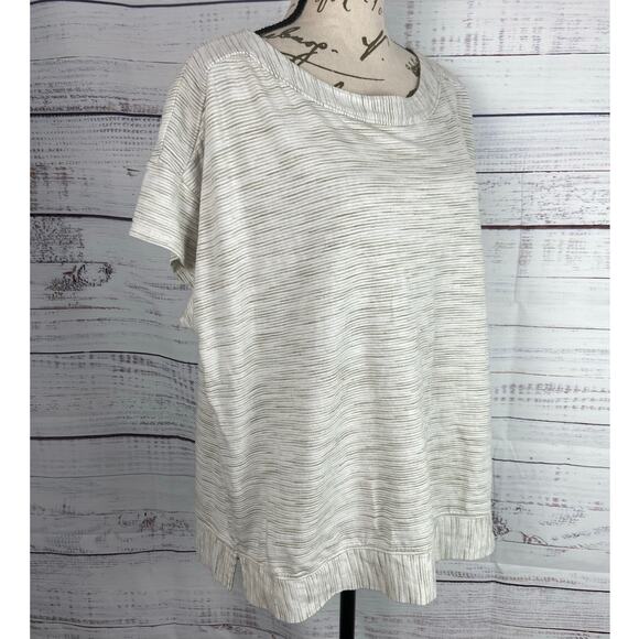 Weekends by Chicos 3 Shirt Womens XL Stripe Boxy Short Cap Sleeves Stretch - Picture 3 of 11